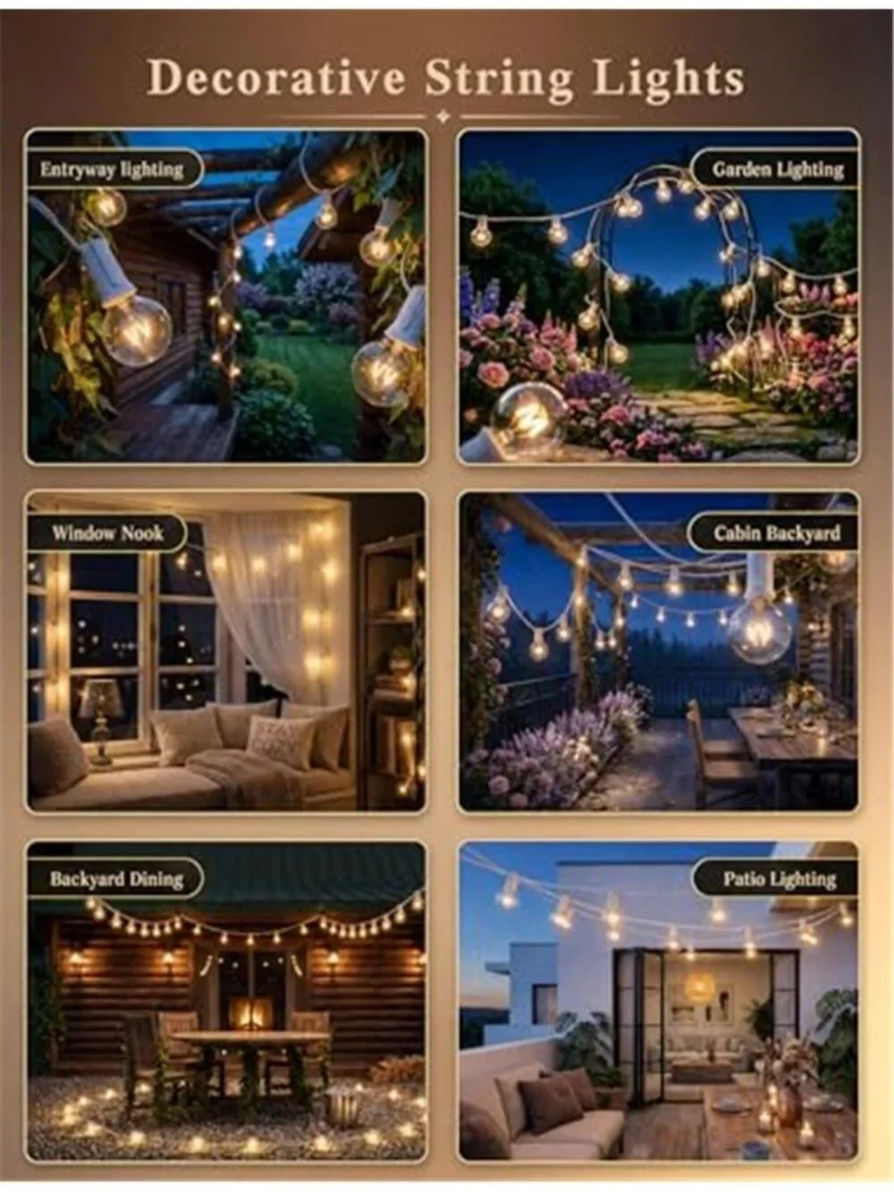 25FT Outdoor White String Lights, G40 Globe Patio Lights with 27 Clear G40 Bulbs